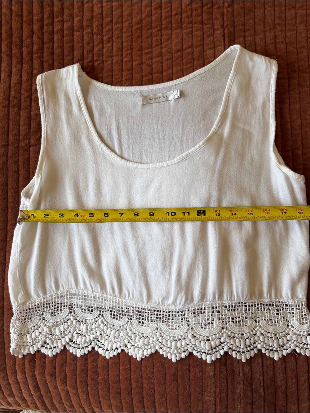MINKPINK Ivory Crochet-Hem Cropped Tank - Picture 7 of 7
